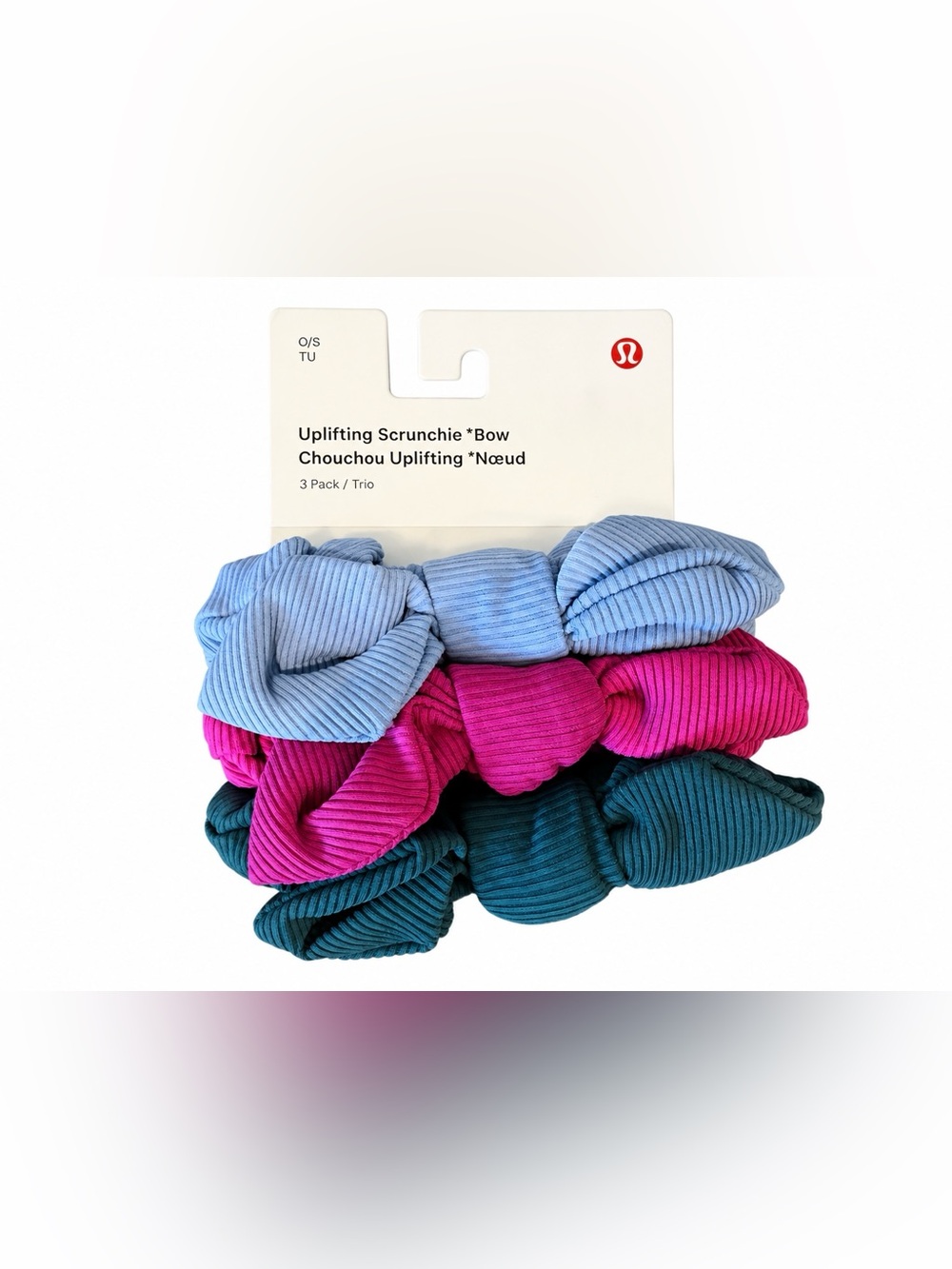 Lululemon Uplifting Bow Scrunchies 3 Pack Ribbed NWT